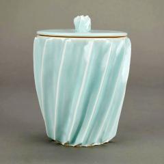 Japanese Celadon Lidded Vessel Mizusashi by Uichi Shimizu - 3459851