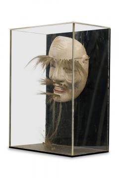 Japanese Ceramic Onikami Noh Mask in a Shadow Box - 4668918