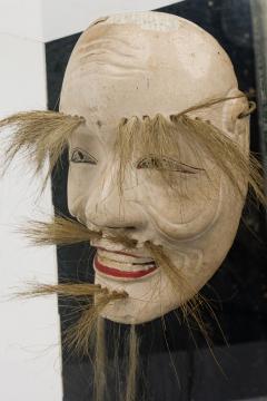 Japanese Ceramic Onikami Noh Mask in a Shadow Box - 4668924