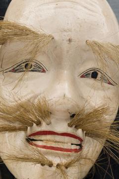 Japanese Ceramic Onikami Noh Mask in a Shadow Box - 4668925