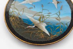 Japanese Cloisonn Enamel Charger with Cranes Attributed to Got Seizabur  - 4556408