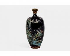 Japanese Cloisonn Enamel Vase Attributed to Hayashi Kodenji with Cranes - 4552933