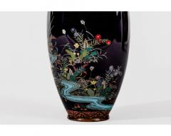 Japanese Cloisonn Enamel Vase Attributed to Hayashi Kodenji with Cranes - 4552938