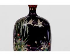 Japanese Cloisonn Enamel Vase Attributed to Hayashi Kodenji with Cranes - 4552940
