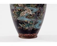 Japanese Cloisonn Enamel Vase Attributed to Hayashi Kodenji with Cranes - 4552941