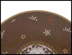 Japanese Cloisonne Enamel Goldstone Pink Geometric Patterns Charger Plate - 3903602