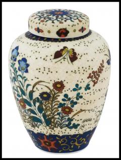 Japanese Cloisonne Totai Enamel Ceramic Jar Butterflies and Dragonflies - 3904236