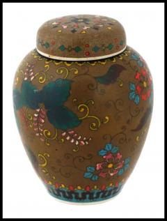 Japanese Cloisonne Totai Enamel Jar with Paulownia Flowers - 3904232