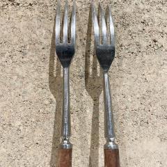 Japanese Cocktail Fondue Forks Sculpted Stainless Steel Tapered Rosewood 1960s - 2232999