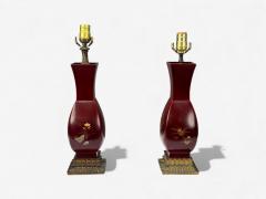 Japanese Copper Lacquered Metal Brass Maruni Vase Table Lamps Japan 1960s - 4399389