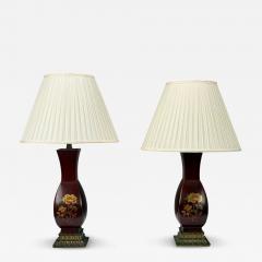 Japanese Copper Lacquered Metal Brass Maruni Vase Table Lamps Japan 1960s - 4400967