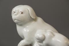 Japanese Edo Period Hirado Porcelain Sculpture of Mother and Puppies - 1981571