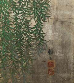 Japanese Eight Panel Screen Herons in Willow - 3703081