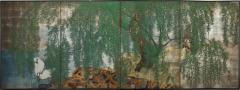 Japanese Eight Panel Screen Herons in Willow - 3704896