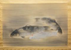 Japanese Exhibition Hall Size Scroll Swimming Carp - 937328