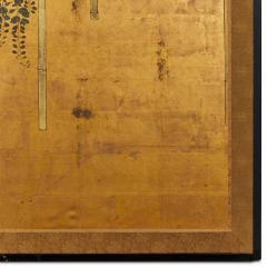 Japanese Four Panel Screen A Family of Golden Pheasants Under Wisteria - 4442385