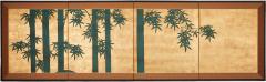 Japanese Four Panel Screen Bamboo on Gold - 4512894