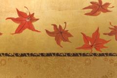 Japanese Four Panel Screen Buck and Doe with Autumn Maple on Gold - 1766827