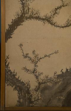 Japanese Four Panel Screen Four Fusuma Sliding Doors with Venerable Plum - 1564253