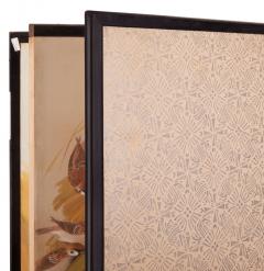 Japanese Four Panel Screen Japanese Tree Sparrows on Drying Stacks - 3164857