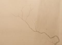 Japanese Four Panel Screen Lone Dove - 4187675