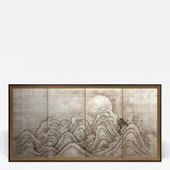 Japanese Four Panel Screen Moon and Ocean - 834595