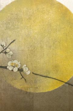 Japanese Four Panel Screen Moonlit Plum in Bloom with Bamboo  - 1353911