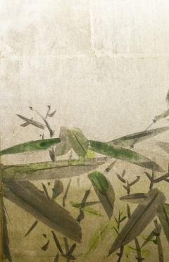 Japanese Four Panel Screen Moonlit Plum in Bloom with Bamboo  - 1353913