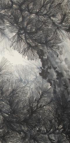 Japanese Four Panel Screen Pine Tree - 1537348