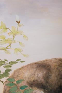 Japanese Four Panel Screen Scotties Under Roses - 3187239