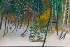 Japanese Four Panel Screen Snowy Mountain Landscape - 3310525