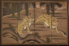 Japanese Four Panel Screen Two Tigers - 675816