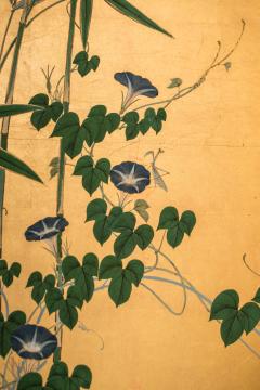 Japanese Four Panel Screen Young Bamboo and Morning Glory - 414758