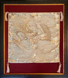 Japanese Fukusa Relief Embroidery Textile Art of Dragon - 2103081