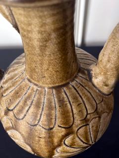 Japanese Ko Seto Stoneware Ewer with Carved Chrysanthemum Design - 2836711