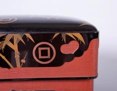 Japanese Lacquer Box with Bamboo Plum and Family Crest - 963109