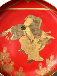 Japanese Lacquer Maki e Plate of Masked Dancer - 2986646