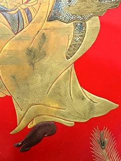 Japanese Lacquer Maki e Plate of Masked Dancer - 2986652
