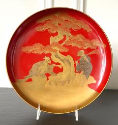 Japanese Lacquer Maki e Plate of Takasago Story - 2986654