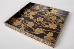 Japanese Lacquer Tray with Cherry Blossoms On Flowing Stream - 1139174