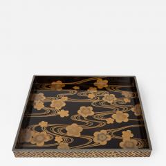 Japanese Lacquer Tray with Cherry Blossoms On Flowing Stream - 1139831