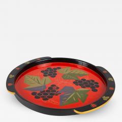 Japanese Lacquer Tray with Grape Design - 1338694