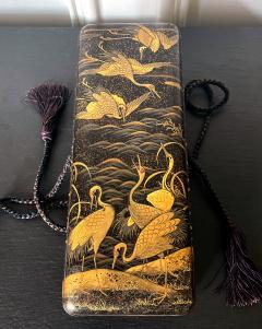 Japanese Lacquered Maki e Fubako with Cranes Edo Period - 2999752