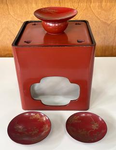 Japanese Lacquered Sake Drinking Set Meiji Period - 3129430