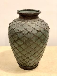 Japanese Meiji Basket Form Bronze Vase - 1646910