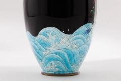 Japanese Meiji Cloisonn Enamel Ginbari Vase Green Dragon by Kumeno Teitaro - 4556598