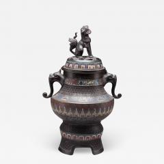 Japanese Meiji Period Cloisonne Bronze Censer - 3008674