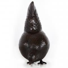 Japanese Meiji Period Pair of Bronze Sculptures Okimono of Rooster Hen - 4514056