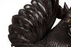 Japanese Meiji Period Pair of Bronze Sculptures Okimono of Rooster Hen - 4514061