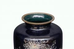 Japanese Meiji Silver Wire Cloisonn Enamel Vase with Chrysanthemums Inaba Co  - 4311875